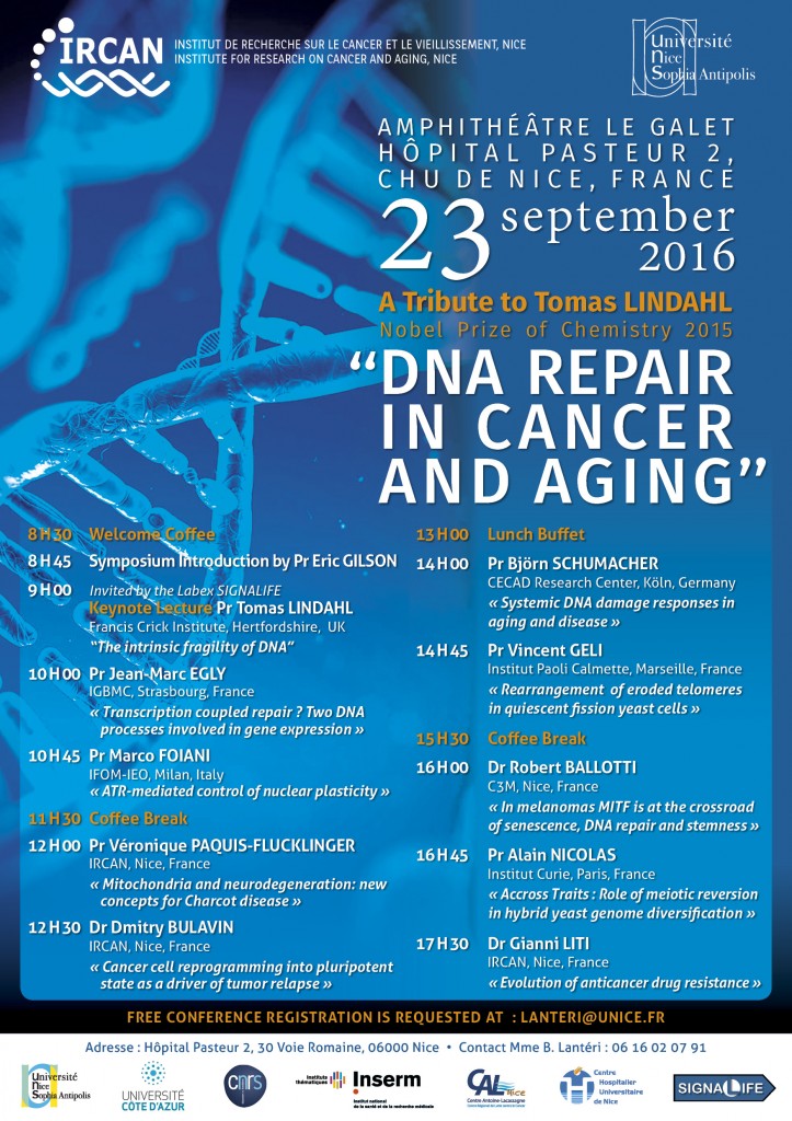 Symposium DNA repair Tomas Lindahl Sept 23 2016 OK